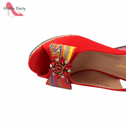 2024 INS Hot Sale New Arrivals Red Color Italian Design Shoes Matching Bag Set Super High Heels Pumps for Garden Party