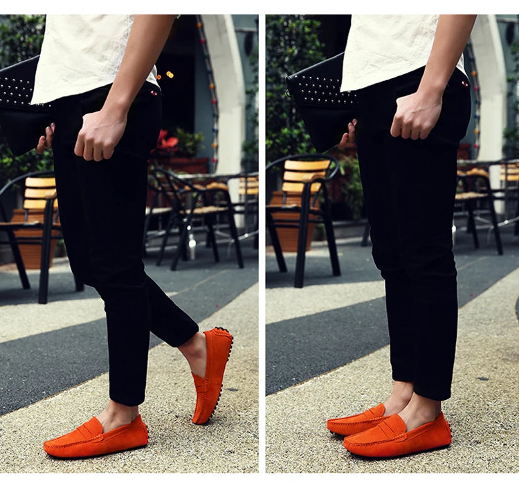 Men's Casual Fashion Genuine Leather Loafers Moccasins Slip-On Driving Shoes 38-50 Size Range Male Flats Comfort Footwear