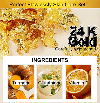 AILKE 24K Glod Flawlessly Skin Care Range, Skin Whitener, Reduce Dark Spots, Melanin, Wrinkles, Moisturize, For Women & Men