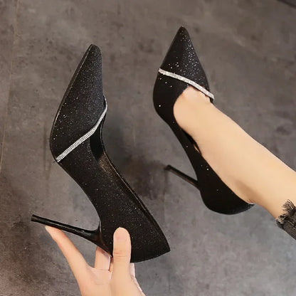High Heels Women with 2024 New Spring and Autumn Pointy Women's Shoes Dress Wedding Shoes Temperament Banquet Single Shoes