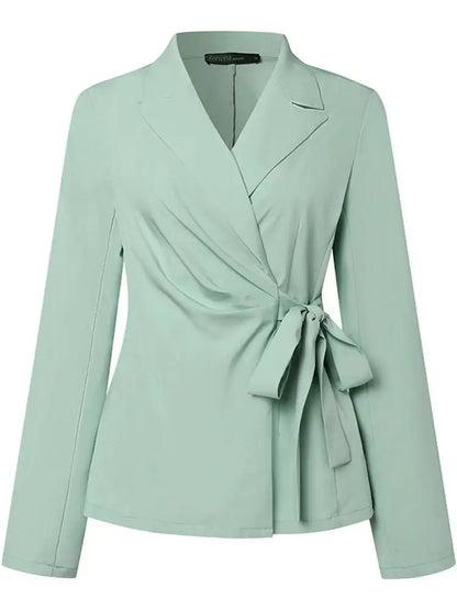 Casual Fashionable Trousers Suit Spring Autumn Solid Color Commuter Style Lapel Long-sleeved Top Wide-leg Trousers Two-piece Set