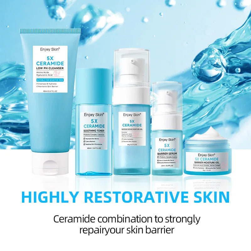 Ceramide Facial Skincare Series: Soothing Toner,Moisturizing Face Cream,Low PH Cleaner,Barrier Serum,Moisture Gel,Skin Hydration