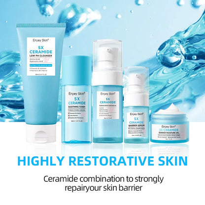 Ceramide Facial Skincare Series: Soothing Toner,Moisturizing Face Cream,Low PH Cleaner,Barrier Serum,Moisture Gel,Skin Hydration
