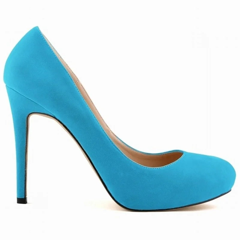 New Women Stilettos Pumps Sexy 11cm Round Toe Velvet High Heels Shallow Elegant Lady Office Party Wedding Shoes Large Size 43
