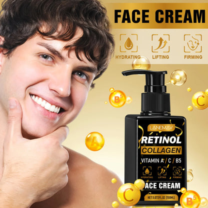 Retinol Face Cream for Men,Vitamin A C Formula Hydrates Tightens Skin Non Greasy, Lightweight Texture Dermatologist Recommended