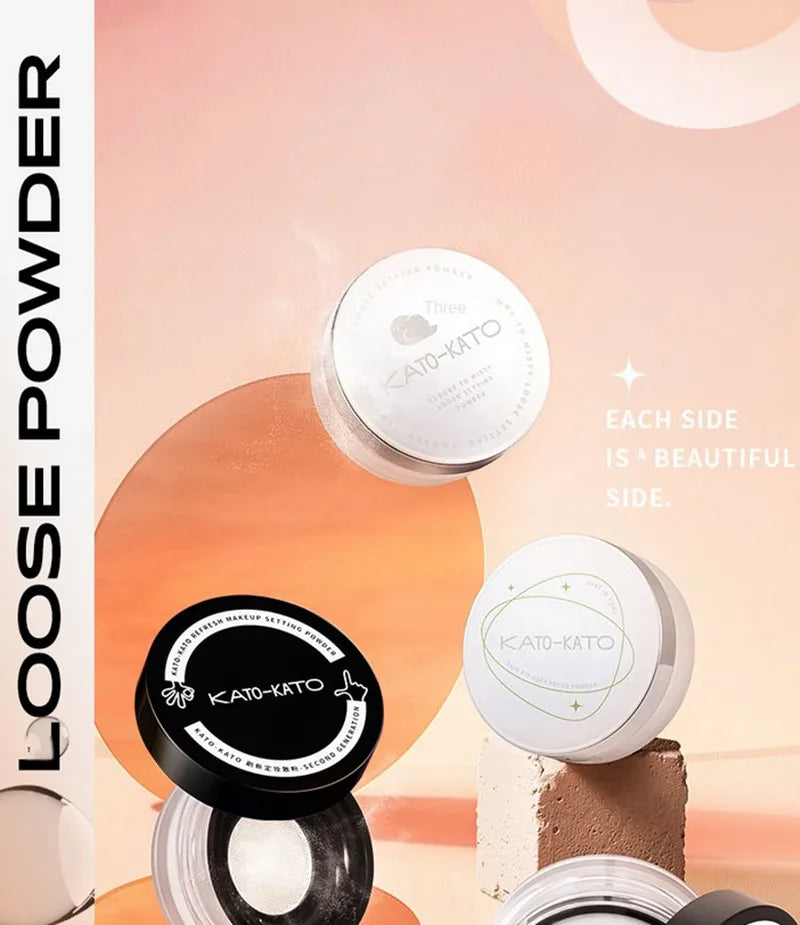 KATO Oil Control Loose Powder Soft Matte Shimmer Setting Finishing Foundation Powder Natural Long Lasting Brighten Skin