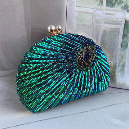 Retro Chinese Style Heavy Craft Beaded Embroidery Bag Evening Wear Portable Dinner Bag Cheongsam Clutch Perfect Match