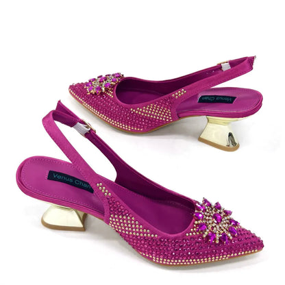 Italian Design Evening Shoes And Bag Paired With Handmade Petal Clutches Pointed Toe High-Heel Shoes For Women Party Shoes