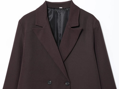 KONDALA Elegant Double Breasted Suit Women Trendy Commute Lapel Blazer Coat 2026 Spring Summer Minimalist Office Lady Blazer