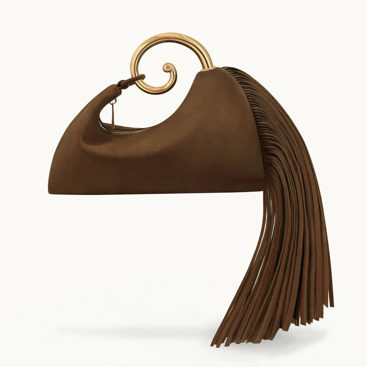 Trendy Creative Horsetail Shape Women's Handbag French Elegant Tassel Design Metal Ring Cloud Bag Prom Clutch Purse Banquet Bags