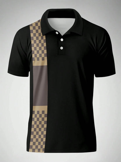 The new men's short-sleeved POLO shirt for summer 2025 features a casual fashionable and comfortable 3D striped pattern print