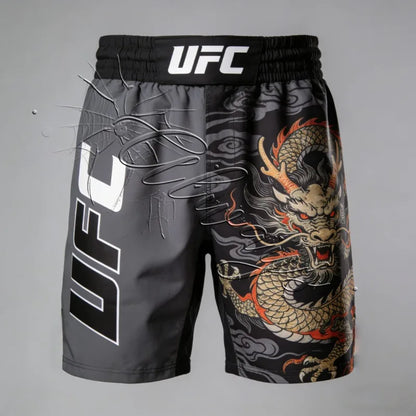 2026 New UFC MMA Men's and Women's Fighting Sanda Muay Thai Training Quick Drying Shorts Retro Dragon Pattern MMA Fitness Shorts