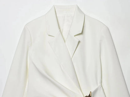 KONDALA Office Lady Chic White Women Blazer Suit Solid Long Sleeve Blazer Long Zipper Pants Fashion 2026 Spring Summer Suit