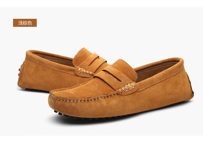 Men's Casual Fashion Genuine Leather Loafers Moccasins Slip-On Driving Shoes 38-50 Size Range Male Flats Comfort Footwear