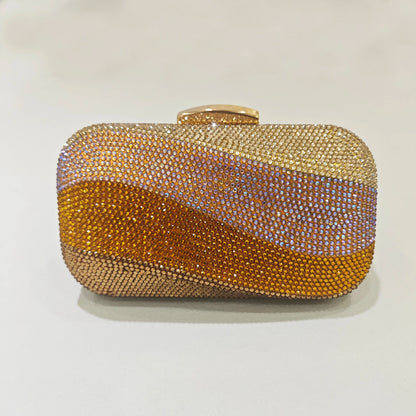 Women Blue/Pink/Green/GOLD Crystal Clutch Evening Bags Metal Hollow Box Minaudiere Handbag Bridal Purse Wedding Party Clutches