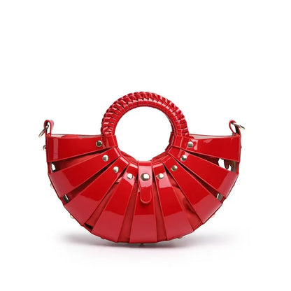 New Women's Fashionable Ring Design Crossbody Bag Hollowed Out Inner Bag Shell Bag Vegetable Basket Handbag Retro Woven Handbag