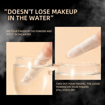 QIBEST 4 Colors Loose Powder Waterproof Oil-Control Matte Finish Compact Setting Powder Long-Lasting Invisible Pores Face Makeup