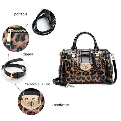 Leopard Print Women's Handbag New 2026 Fashionable and Elegant Ladies Bag Cow Leather Shoulder Bag Large Capacity Genuine