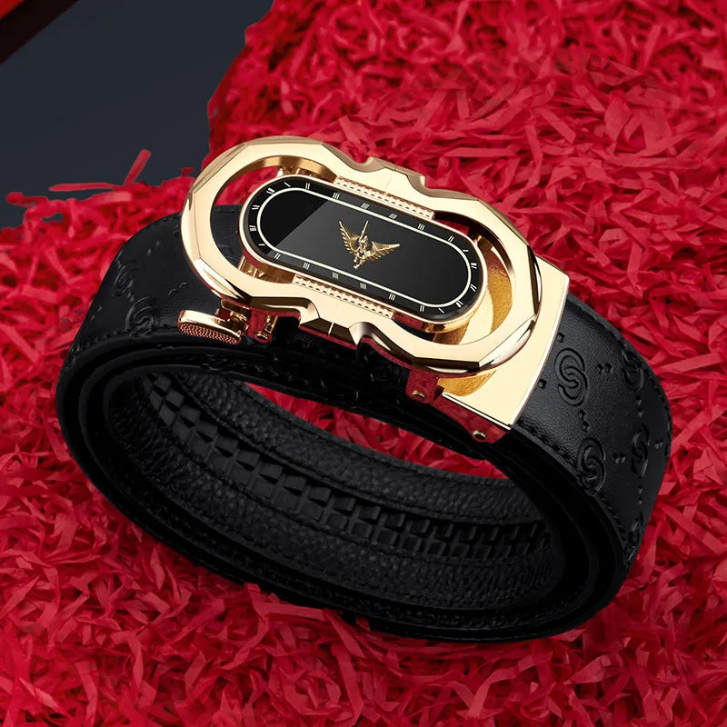 Men's Fashion Automatic Buckle Belt Business Leather Belt Versatile Casual Pants Belt