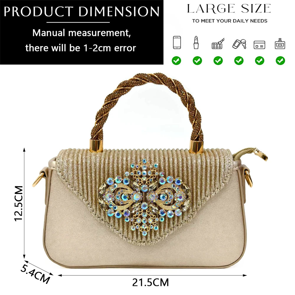Venus Chan Italian Shoes and Bags Matching Set 2024 Nigeria Elegance Party Rhinestone Pointed Toe Women's Shoes High Heel