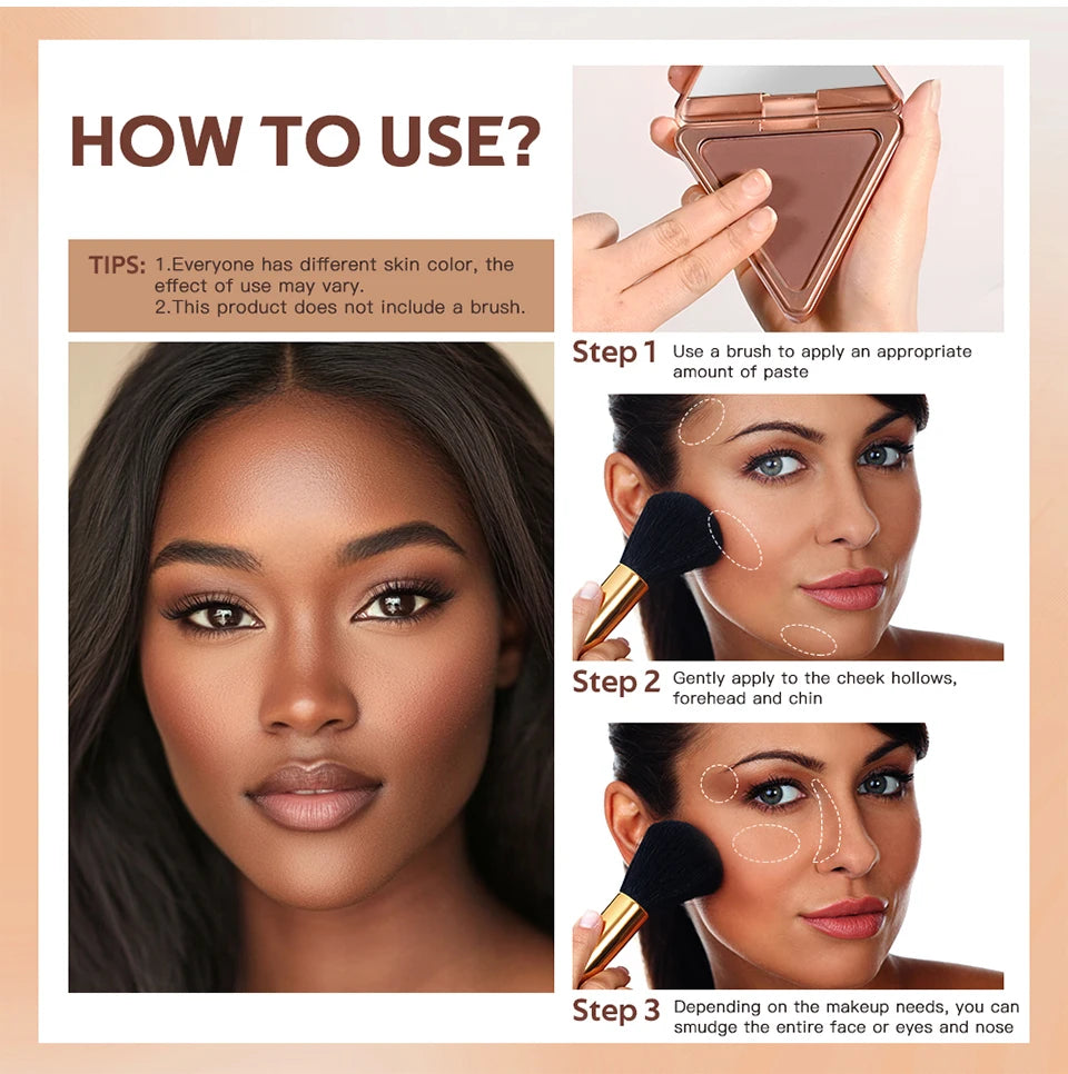 Soft Velvet Matte Bronzer Pressed Powder Long Wear Contour Even Skin Tone Light Setting Powder Natural Tan Shade Face Makeup