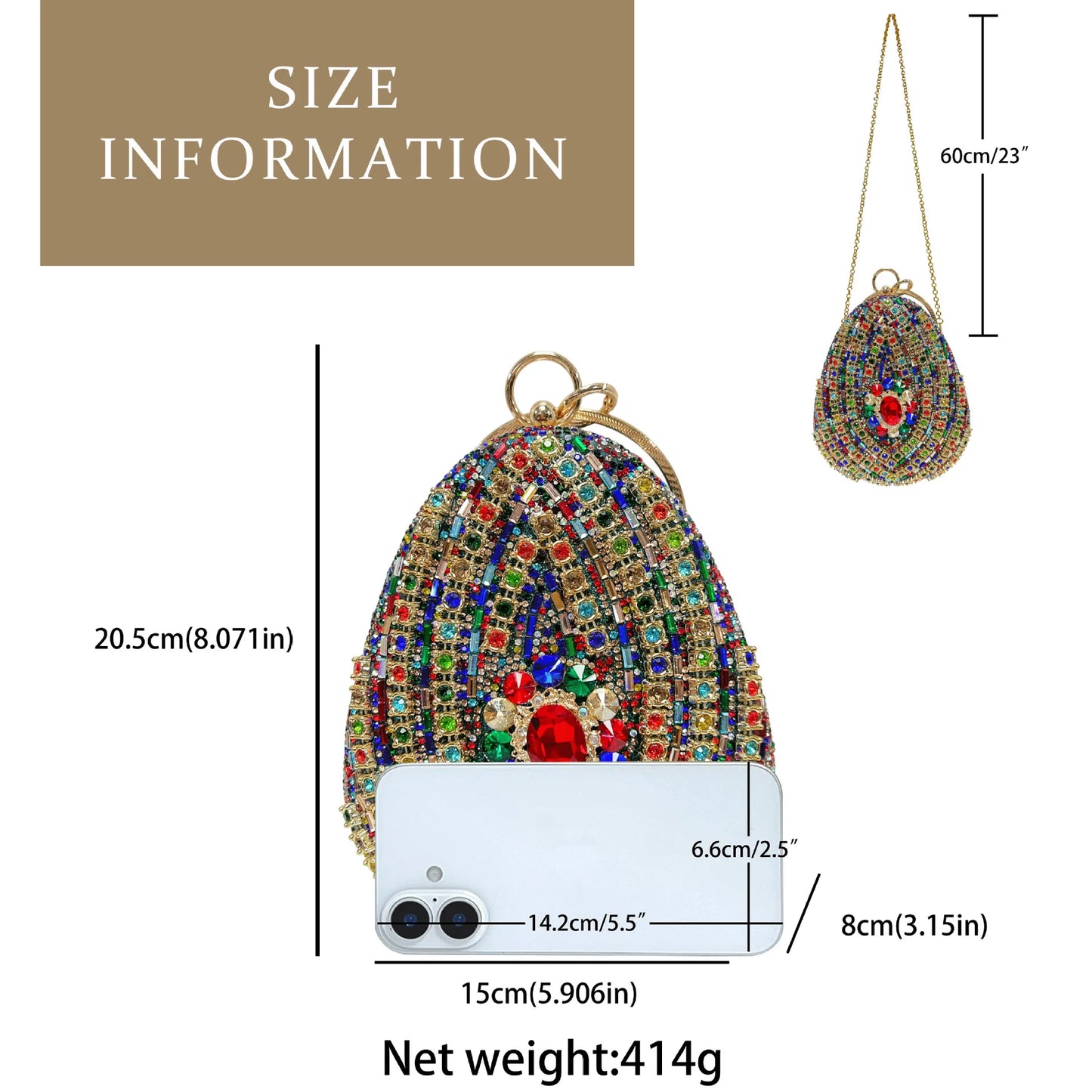 New high-end rhinestone handbag bag fashionable personalized dinner handbag light luxury messenger bag heavy industry handbag