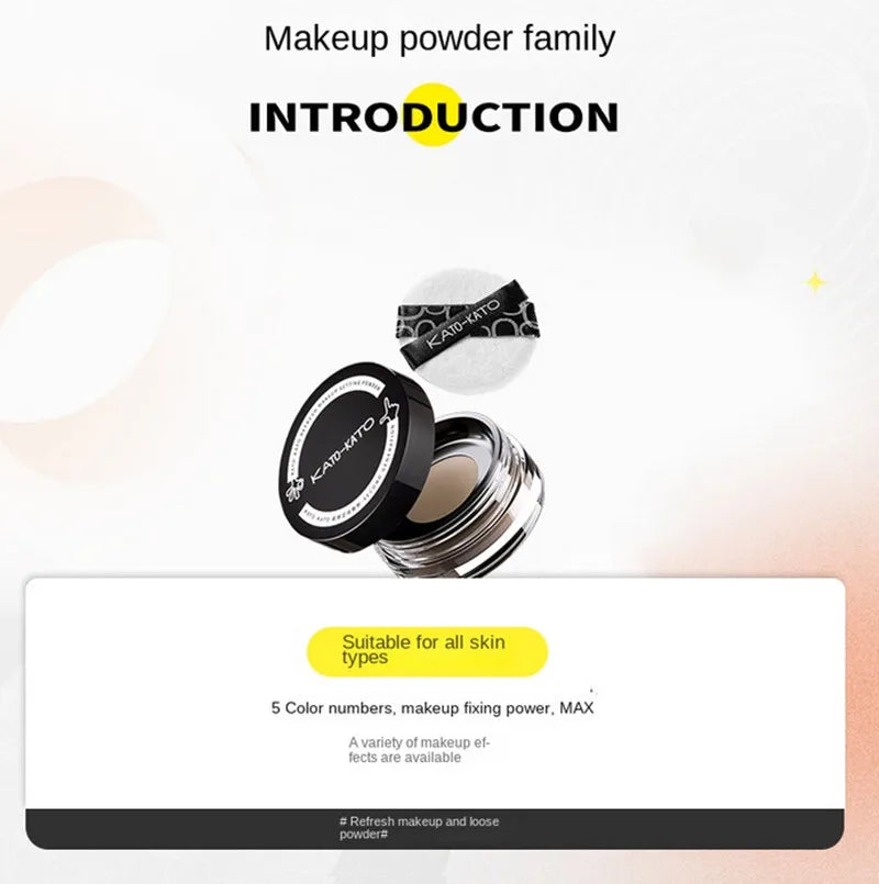 KATO Oil Control Loose Powder Soft Matte Shimmer Setting Finishing Foundation Powder Natural Long Lasting Brighten Skin