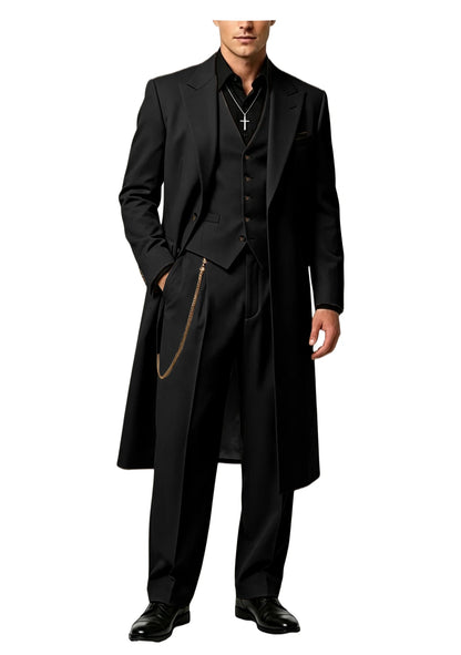 Men's Long Tailcoat 3 Piece Suit Set Blazer Vest Pants Formal Business Slim Fit Jacket Gothic Victorian Style Tuxedo for Wedding
