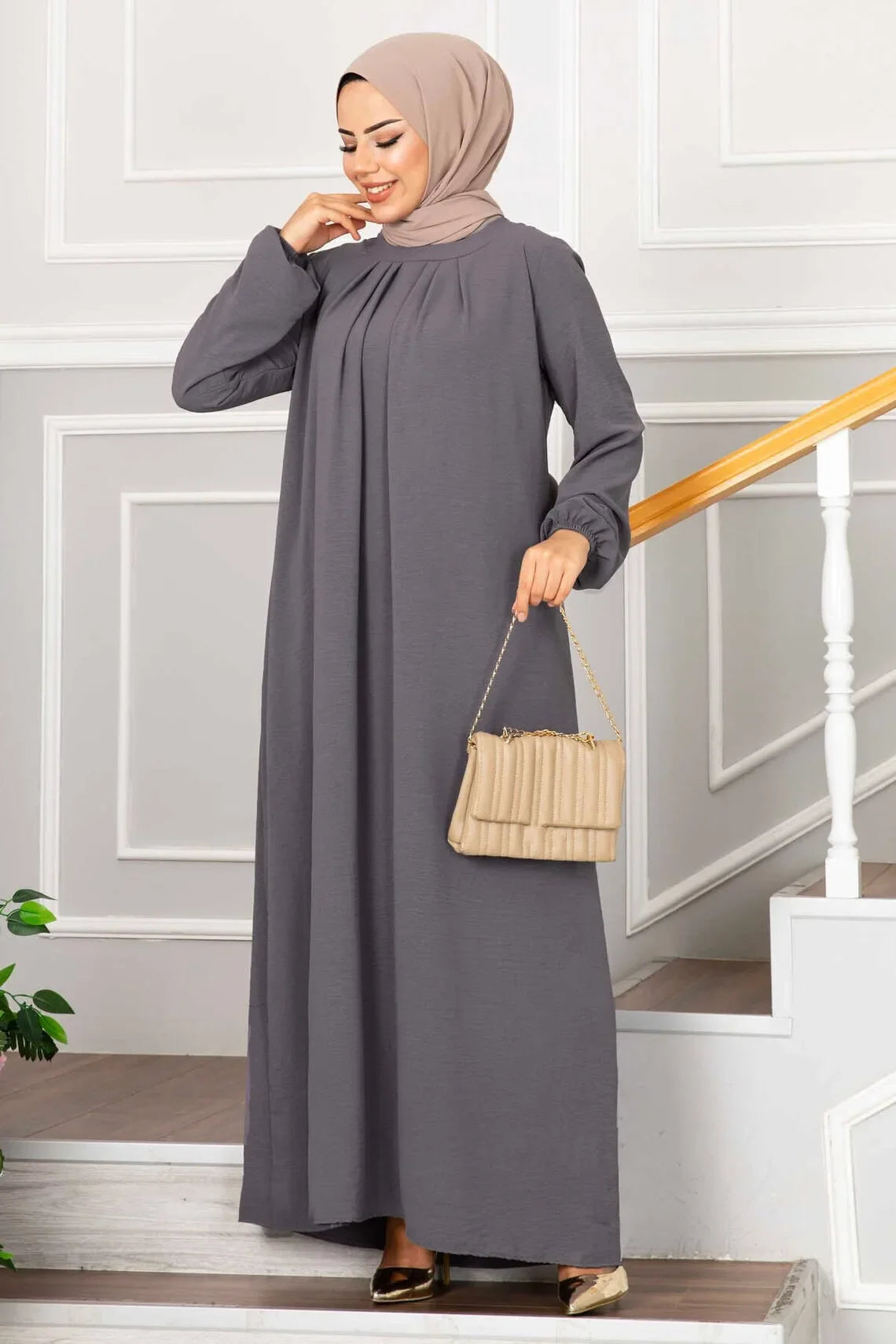 Evening Dress Women Abaya Hijab Femeles Y2K Ruched Muslim Dress Turkish Robe Kaftan Islamic Clothes Ball Gown Jalabiya for Women
