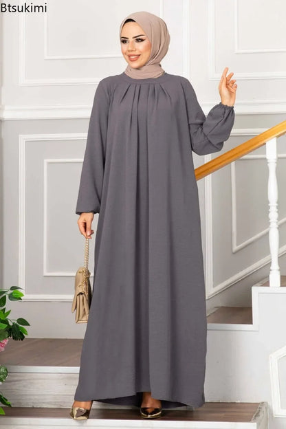 Evening Dress Women Abaya Hijab Femeles Y2K Ruched Muslim Dress Turkish Robe Kaftan Islamic Clothes Ball Gown Jalabiya for Women