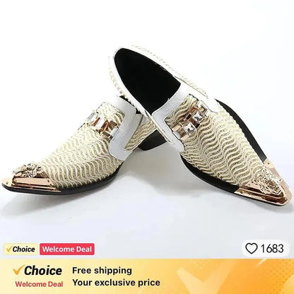 steel toe high heels Snake pattern red black wedding oxford for men rivets formal shoes men genuine leather party shoes men
