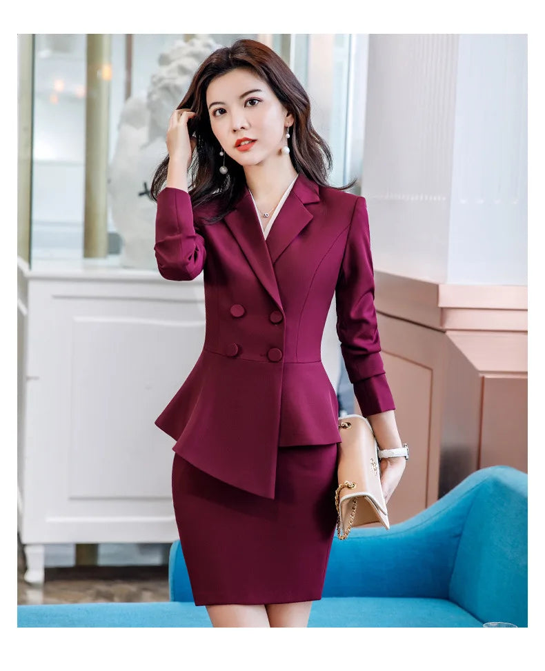 2023 Spring Summer Formal Ladies Double Breaste Blazer And Pants Suits Office Uniform 2XL Size Pants Jacket Business Work Wear