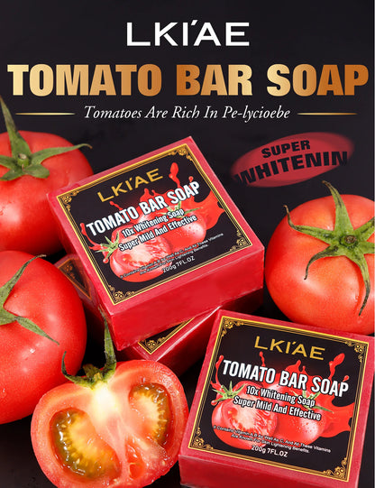 AILKE Natural Tomato Soap Bar, Whitening, Clean and Smooth Skin, Remove Wrinkles, Pigmentation, Acne, For All Skin Types, 200g