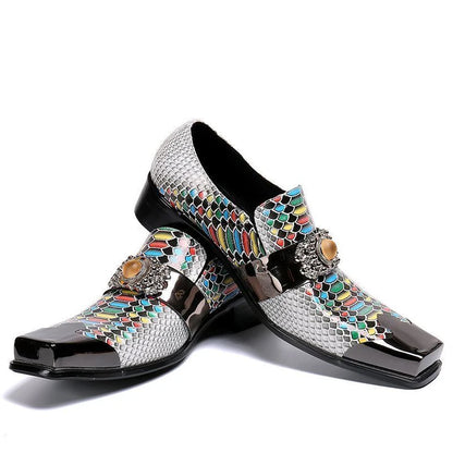 luxury mens shoes designer like snake pattern Dress shoes man Gentleman Slip On Oxfords genuine leather shoes for men Fashion