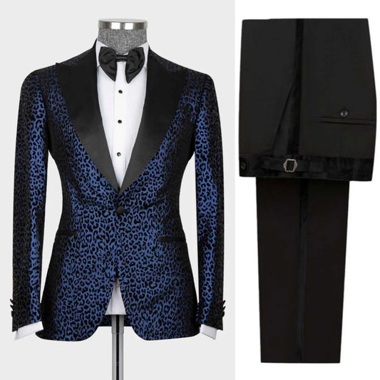 Vintage Men Tuxedos Leopard Print 3 Pcs Jacket Vest Pants Slim Fit Suit Peaked Lapel Evening Blazers Customized For Party