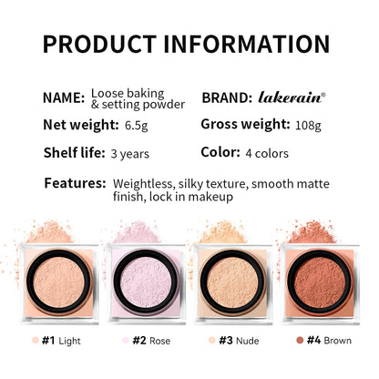Loose Baking Setting Powder Natural Face Matte Waterproof Brightening Long Lasting Oil Control Loose Powder Makeup Cosmetics