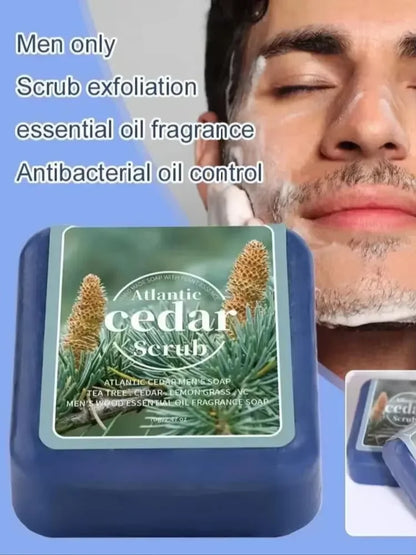 Men's Cedar Essential Oil Soap Travel Portable Hotel Soap Deep Cleansing Woody Fragrance Handmade Soap, Face and Body Soap