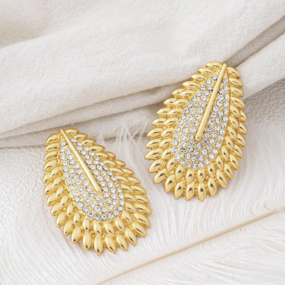 Trendy Colorful Jewelry Set for Women Zircon Collor Earrings and Necklace Large Gold Plated Bracelet Ring New Style Jewelry Gift