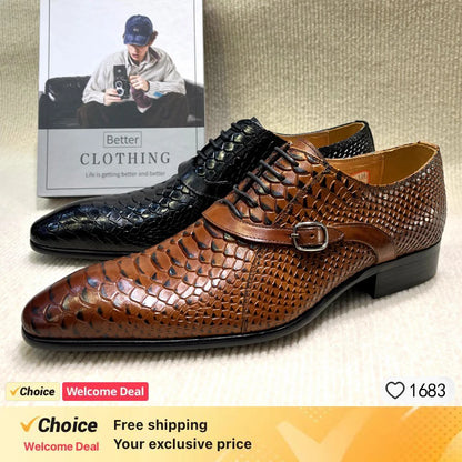Mens Business Leather Dress Shoes Formal Oxford Lace-Up Comfortable Non-Slip Rubber Sole Office Casual Breathable EU/US Sizes UK