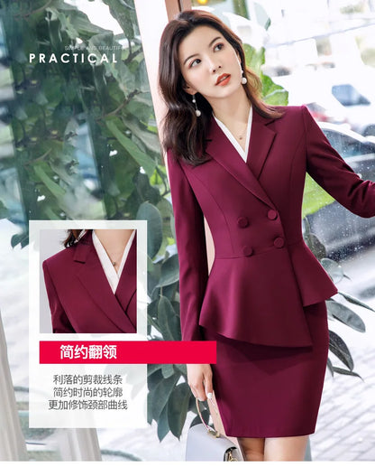 2023 Spring Summer Formal Ladies Double Breaste Blazer And Pants Suits Office Uniform 2XL Size Pants Jacket Business Work Wear