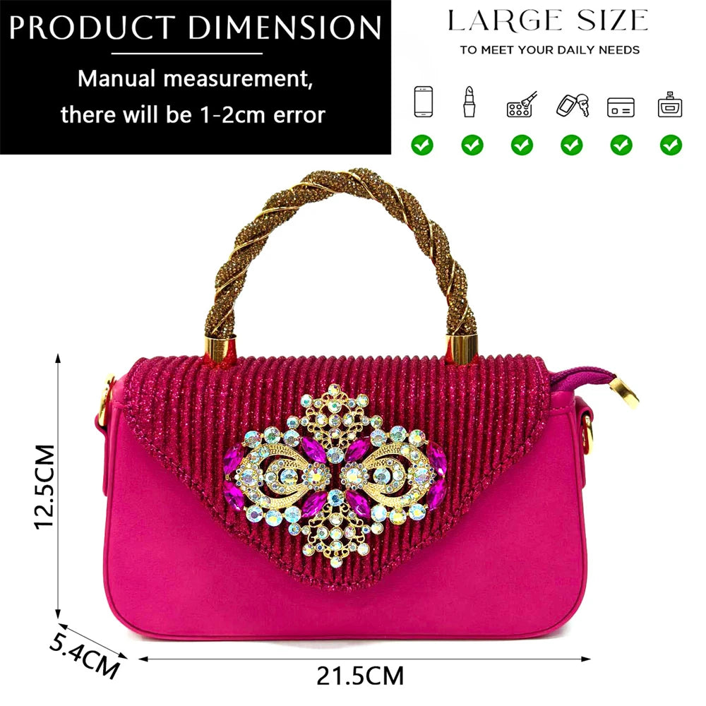 Venus Chan Italian Shoes and Bags Matching Set 2024 Nigeria Elegance Party Rhinestone Pointed Toe Women's Shoes High Heel