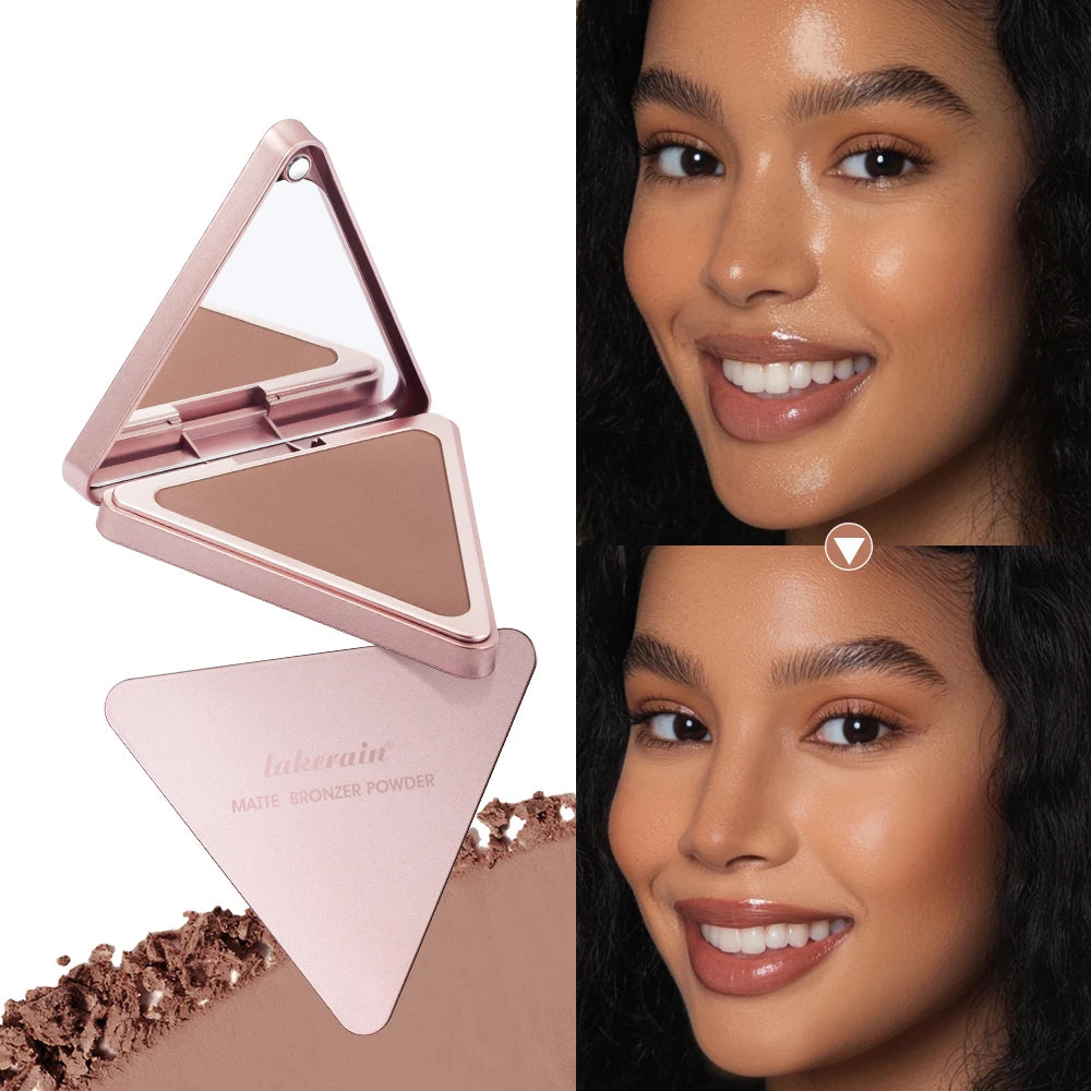 Soft Velvet Matte Bronzer Pressed Powder Long Wear Contour Even Skin Tone Light Setting Powder Natural Tan Shade Face Makeup