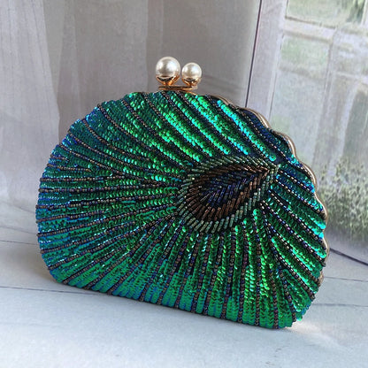 Retro Chinese Style Heavy Craft Beaded Embroidery Bag Evening Wear Portable Dinner Bag Cheongsam Clutch Perfect Match