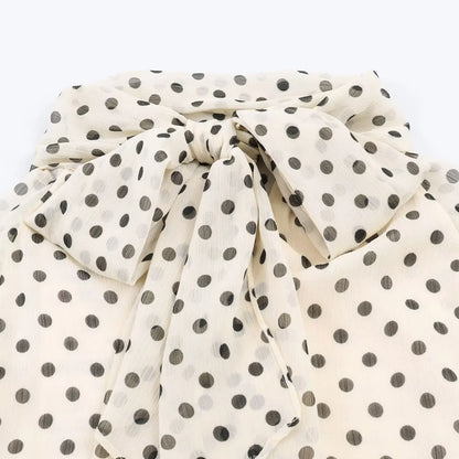 Women Polka Dot Print Blouse Casual High Collar Long Sleeve Lady Top Simple Women's Blouse Female Shirts & Blouses