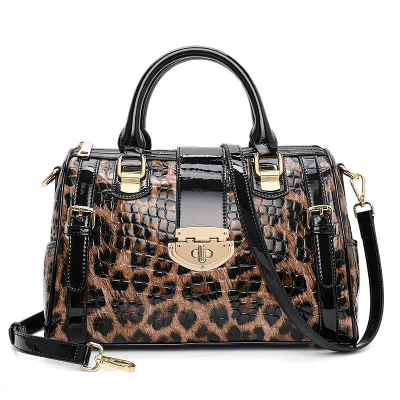 Leopard Print Women's Handbag New 2026 Fashionable and Elegant Ladies Bag Cow Leather Shoulder Bag Large Capacity Genuine