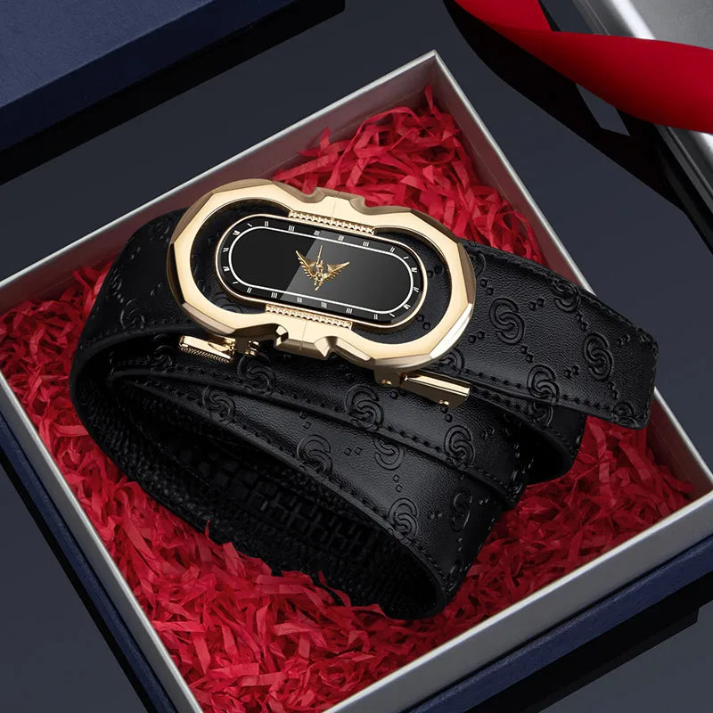 Men's Fashion Automatic Buckle Belt Business Leather Belt Versatile Casual Pants Belt