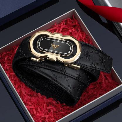 Men's Fashion Automatic Buckle Belt Business Leather Belt Versatile Casual Pants Belt