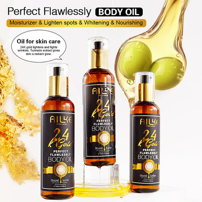 AILKE 24K Glod Flawlessly Skin Care Range, Skin Whitener, Reduce Dark Spots, Melanin, Wrinkles, Moisturize, For Women & Men