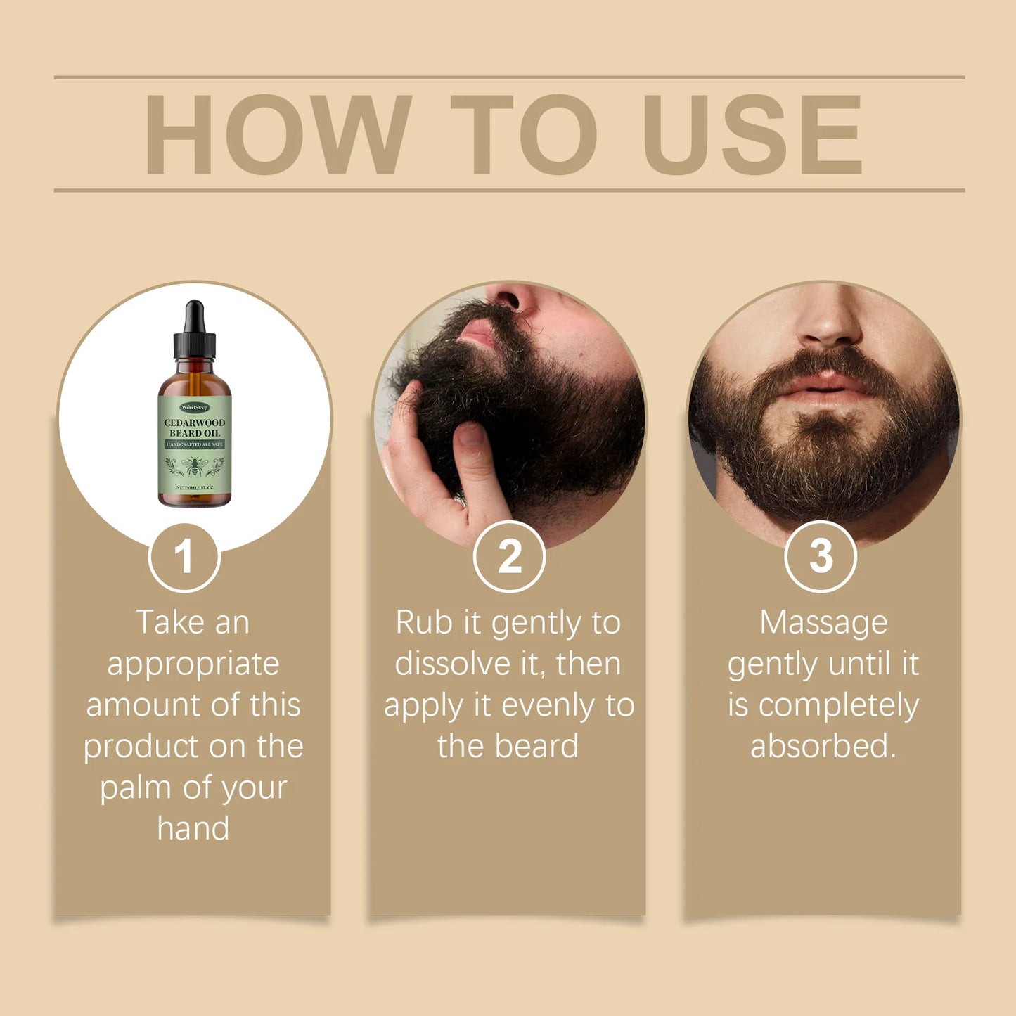 Men Beard Care Oil Moisturizing Growth Shine Soften Beard Strengthen Roots Hair Thicker Styling Care Beard Growing Essential Oil