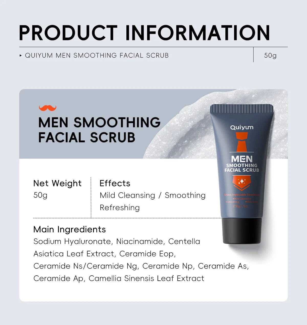 Men's Smooth Facial Scrub 50g Cleansing Pores Men's Skin Care Products